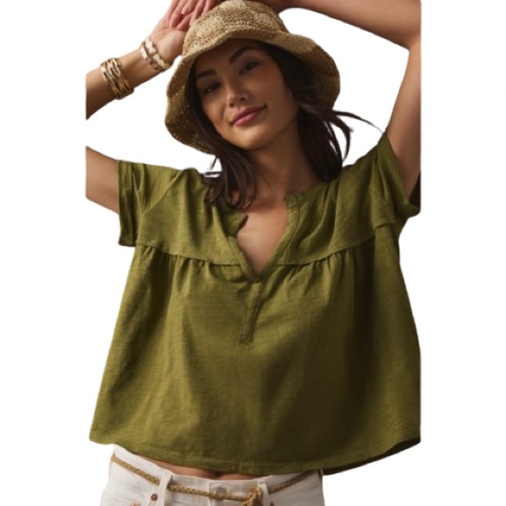 Anthropologie Pilcro Babydoll Henley Tee